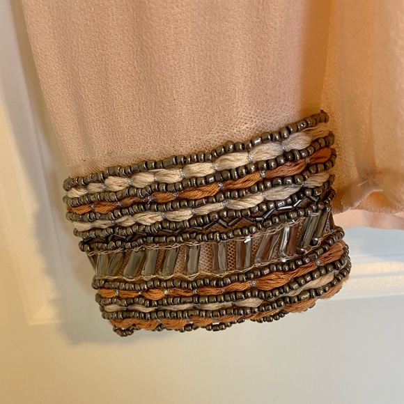 NWOT Zara Sheer Beaded Cuff Blouse - Picture 2 of 5